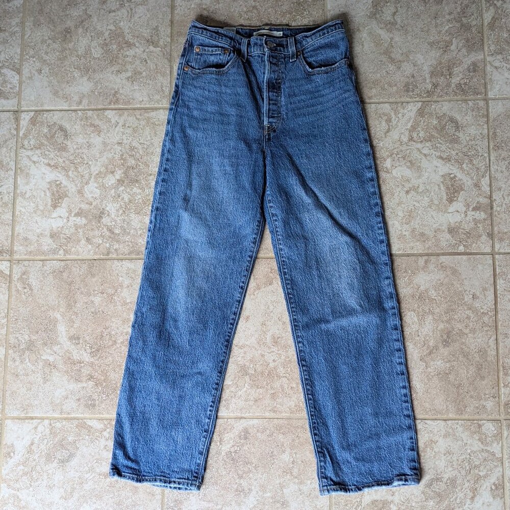 Levis Ribcage Straight Ankle Jeans Size 28 Blue
